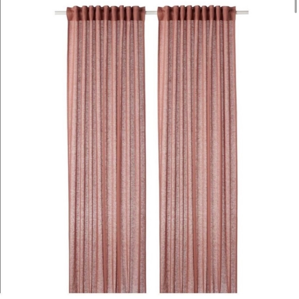IKEA Lejongap Dusty Pink Linen Curtains